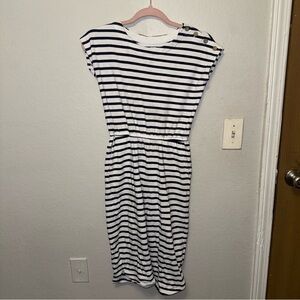 Gap Kids Navy and White Striped Jumper with Button Detail